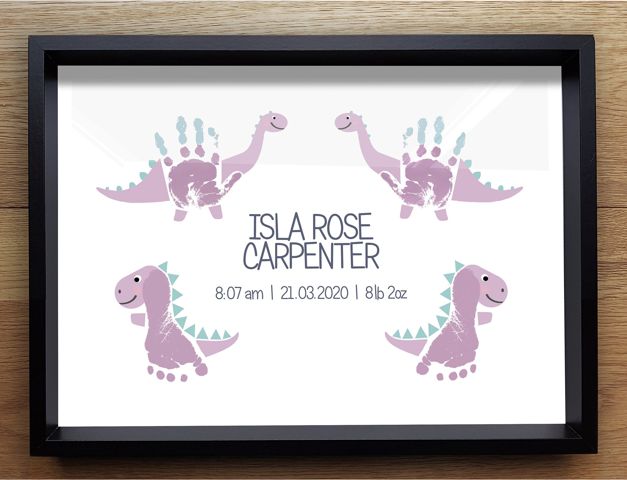 Dinosaur baby footprint print printable nursery decor art Etsy