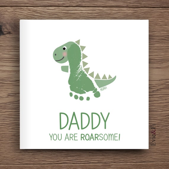 Fathers day card dinosaur baby footprint card happy -  Portugal