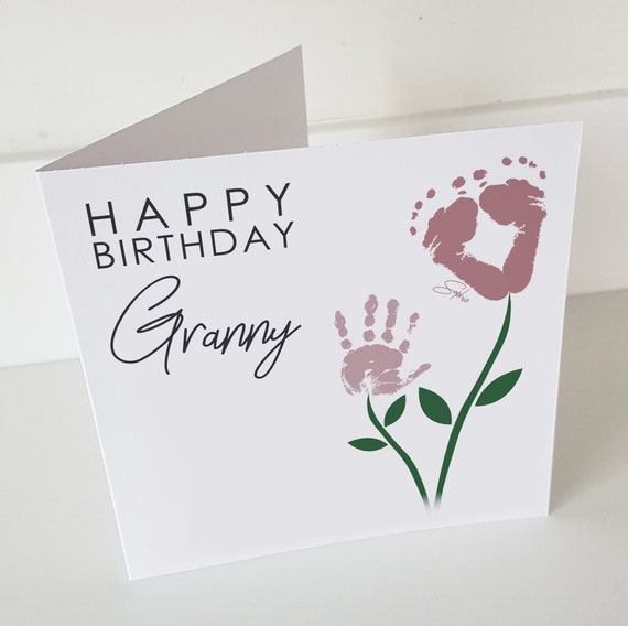 pics Foot Print Birthday Cards flower baby footprint card personalised for mummy nan grandma etsy