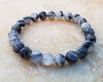 Black Tourmaline in Quartz Bracelet