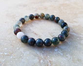 African Bloodstone Bracelet for Crown Chakra