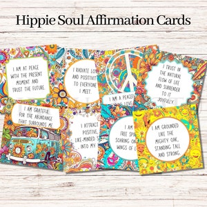 Tarjetas de Afirmación del Alma Hippie Baraja Afirmaciones Positivas Imprimibles de las Tarjetas Imprimibles de Afirmación Descargables del Alma Hippie