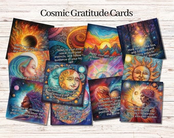 Cosmic Printable Gratitude Cards 30 Card Deck Daily Cosmic Gratitude Instant Download Gratitude Cosmic Printable Oracle Cards