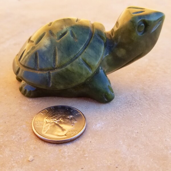 Green Jade Turtle Totem Crystal Turtle Carving Crystal for Heart Chakra Veteran Owned Shop Good Luck Stone Crystals for Sale