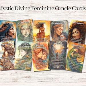 Mystic Divine Feminine Oracle Cards Deck Afdrukbare berichten Downloadbare Oracle voor vrouwelijke verbindingen