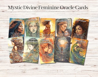 Mystic Divine Feminine Oracle Cards Deck Printable Messages Downloadable Oracle for Feminine Connections