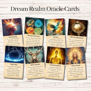 Dream Realm Oracle Cards Deck Mensajes imprimibles Oracle descargable para Dreams Connection