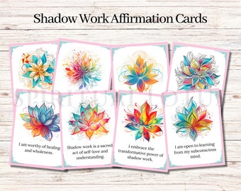 Shadow Work Affirmation Cards Deck Printable Positive Affirmations for Shadow Work Downloadable Affirmation Printable Cards Inner Healing