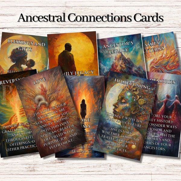 30 Ancestral Connections Oracle Cards Deck Printable Messages from Ancestors Generational Healing Downloadable Oracle for Generational Curse