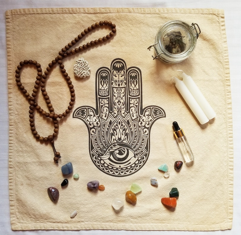 Hamsa Meditation Cloth Hand of Fatima Altar Cloth Evil Eye - Etsy