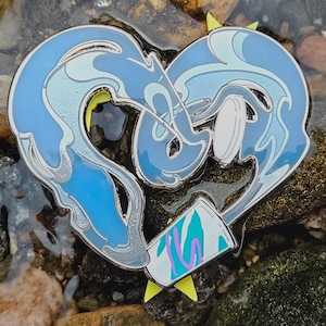 Heart of 90's Flow Enamel Pin (Collect Cute Design Drink Water Inspiration Jacket Kawaii Aesthetic Unique Valentine Wedding Limited Edition)