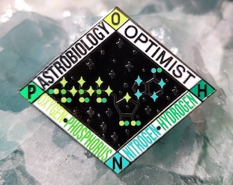 Astrobiology Optimist Enamel Pin: Space Science Jewelry