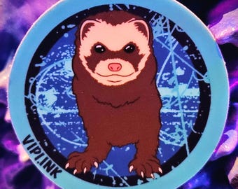 Felicia The Fermilab Ferret Sticker (Glow in the dark blue science pet particle accelerator atomic lab physics quantum vinyl waterproof)