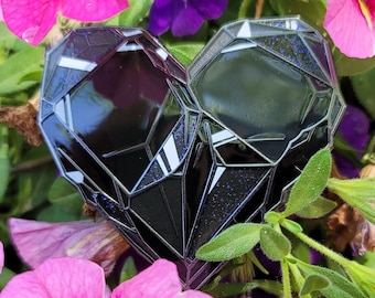 Crystal Heart Enamel Pin (Art Board Cute Design Glitter Heart Inspiration Jacket Kawaii Witch Gem Unique Valentine Rainbow Wedding Shiny)