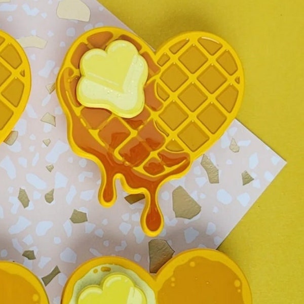 Heart of a Balanced Breakfast Pins (Pancakes Waffles Butter Food Cute Syrup Gift Sweet Menu Ingredients Transparent Glitter)