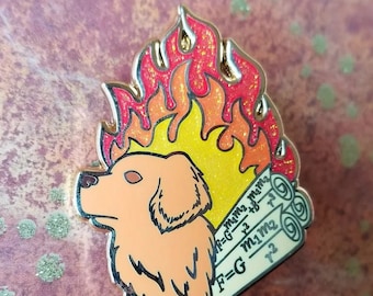 Diamond Pin (Isaac Newton's Dog Famous Science History Enamel Glitter Graduation Fire)