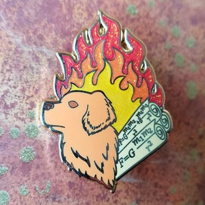 Diamond Pin (Isaac Newton&#39;s Dog Famous Science History Enamel Glitter Graduation Fire)