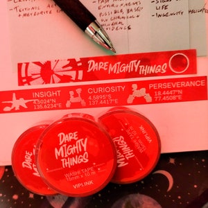 Dare Mighty Things Washi (Art Space Science Mars Masking Tape Rover Lander NASA Planet Organization Paper Tape Roll Stickers For Journaling)