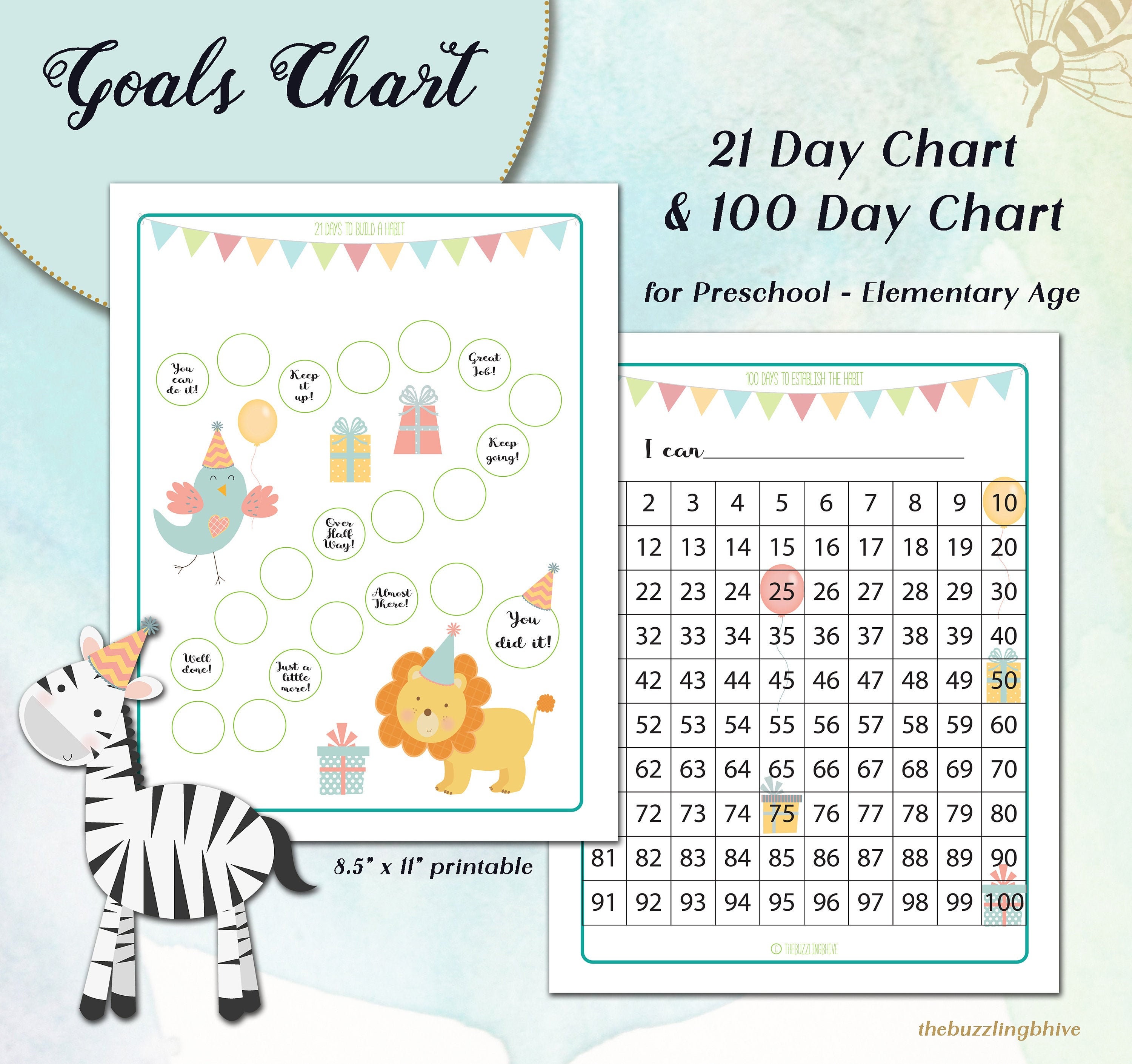 Goal Charts for Preschoolers, Kindergarten & Elementary - Etsy