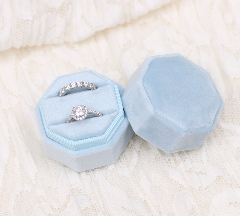 Heirlooms 7 Color OptionsVelvet Octagon Hand Made Ring Wedding Ring Gift Ring Box