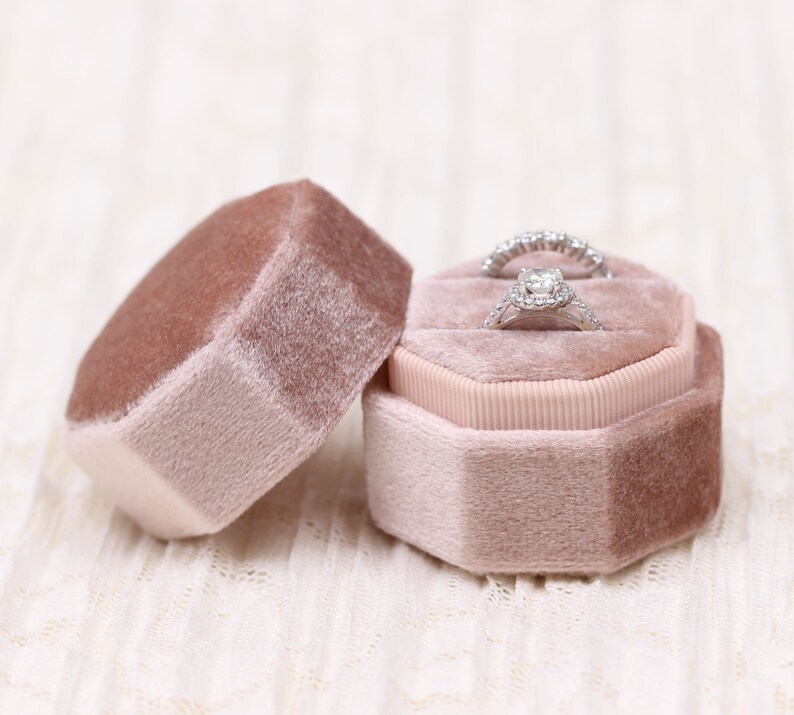 Heirlooms 7 Color OptionsVelvet Octagon Hand Made Ring Wedding Ring Gift Ring Box