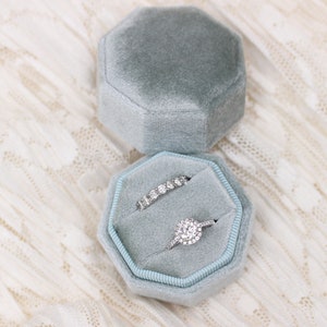 Anello ottagonale in velluto fatto a mano, matrimonio, cimeli, anello regalo, scatola per anello