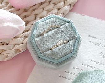 Handmade Velvet Octagon Ring Box: Wedding Engagement Heirlooms