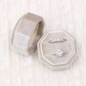 Anello ottagonale in velluto fatto a mano, matrimonio, cimeli, anello regalo, scatola per anello