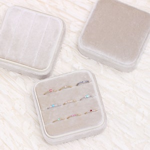 Velvet Ring Box Engagement Ring Wedding Set Stacker Ring Travel Box Organizer Box Premium Handmade Velvet Jewelry Storage Case