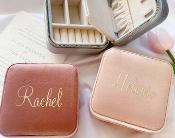 Velvet Jewelry Box: Personalized Bridesmaid Gift, Travel Case