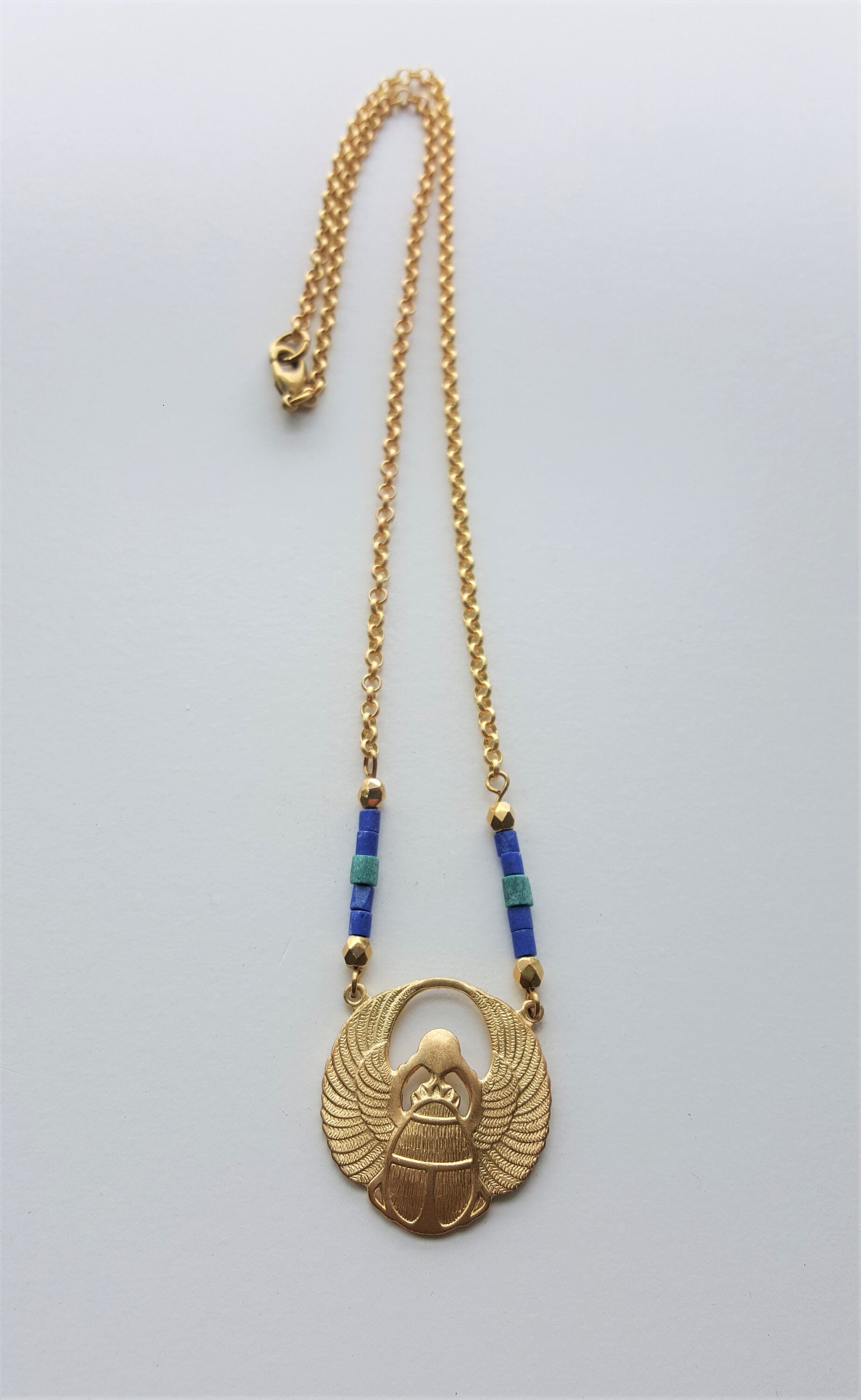 Scarab necklace brass scarab charm | Etsy