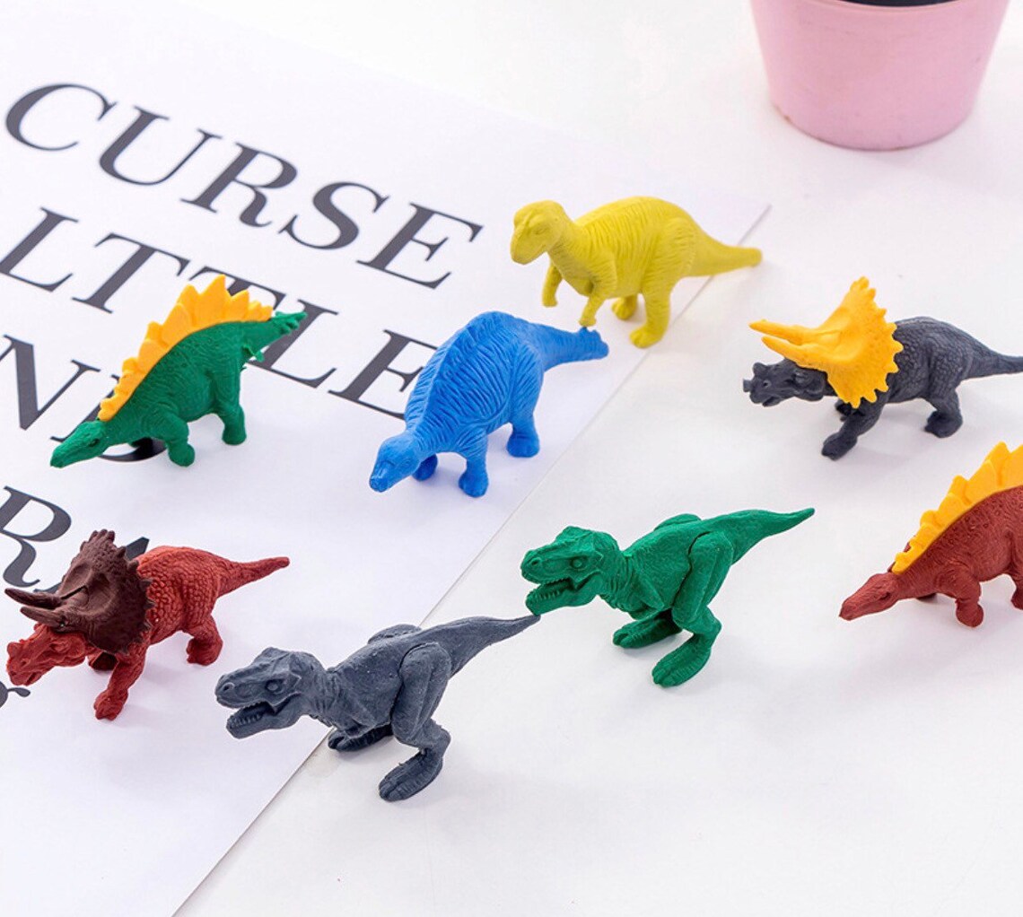 Pack of dinosaurs erasers removable Shaped erasers party bags Etsy