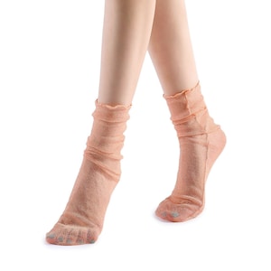 Pink Sheer Diamond Crew Sock