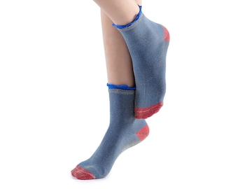 Daphne Ruffle Glitter Ankle Sock | Blue
