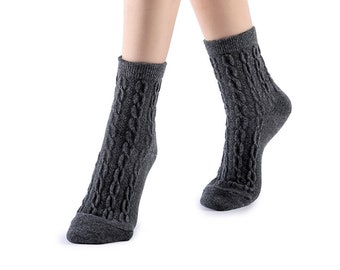 Bella Cable Knit Wool Crew Sock | Grey