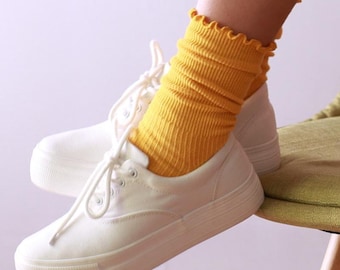 Princess Lulu Ruffle Crew Socks | Yellow