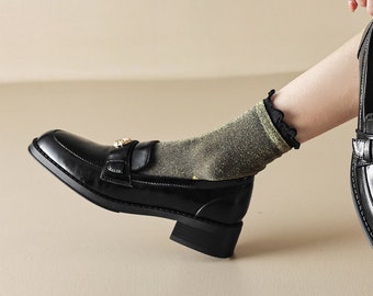 Daphne Ruffle Glitter Ankle Sock | Black