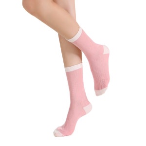 Camellia Striped Ribbed Semi-Sheer Ankle Women Sock Pink image 5