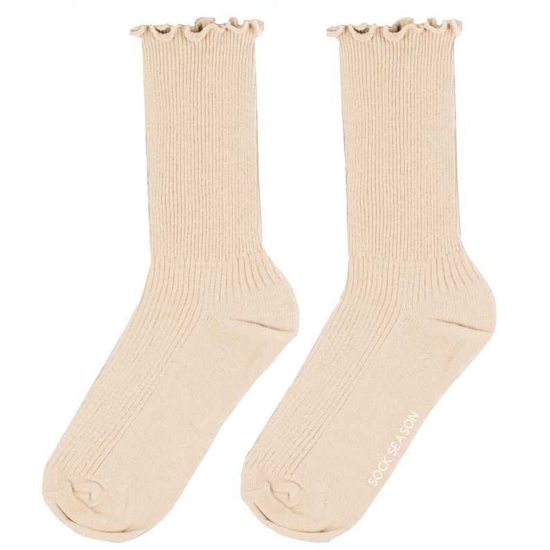 Princess Lulu Ruffle Crew Socks Beige image 2