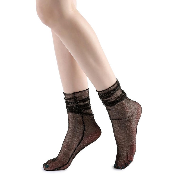 Diamond Sheer Crew Sock Black image 4