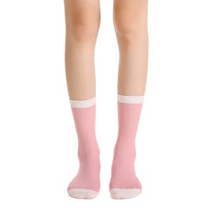 Camellia Striped Ribbed Semi-Sheer Ankle Women Sock Pink image 3