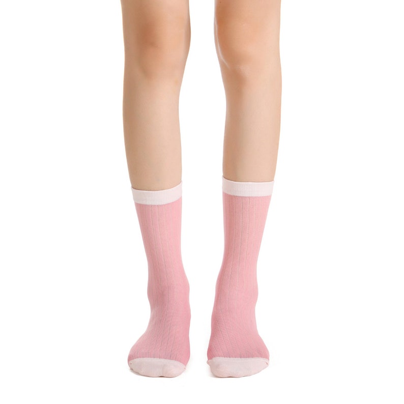 Camellia Striped Ribbed Semi-Sheer Ankle Women Sock Pink image 3