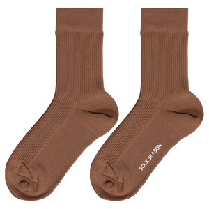 Ash Essential Ribbed Crew Sock 3-Pack Bundle Mocha Light Brown Women Essential Socks Solid Color Socks Australian Cotton Socks image 7