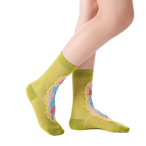 La Fleur Sheer Floral Jacquard Mesh Crew Sock Irises Limited Edition Gift for Her image 8