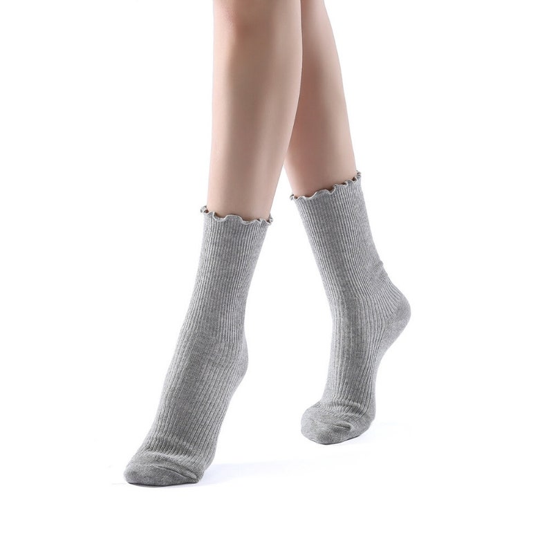 Princess Lulu Ruffle Crew Socks Grey For Women image 3