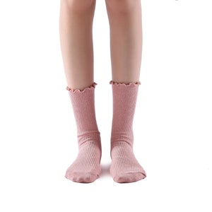 Princess Lulu Woman's Ruffle Crew Socks in Pink - Etsy