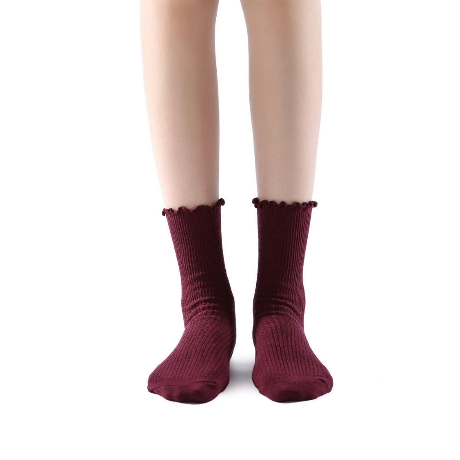 Maroon Ruffle Socks for Women Princess Lulu Design Etsy
