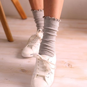 Princess Lulu Ruffle Crew Socks Grey For Women image 8