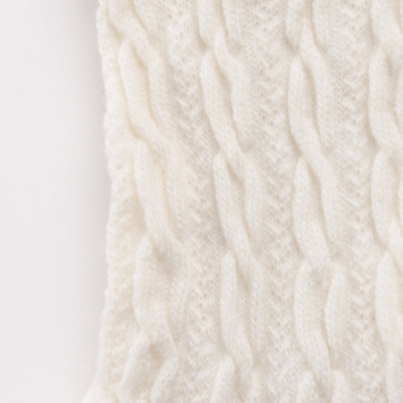 Bella Cable Knit Wool Crew Sock White image 5