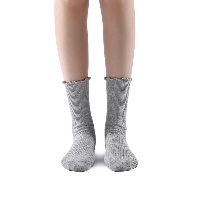 Princess Lulu Ruffle Crew Socks Grey For Women image 4